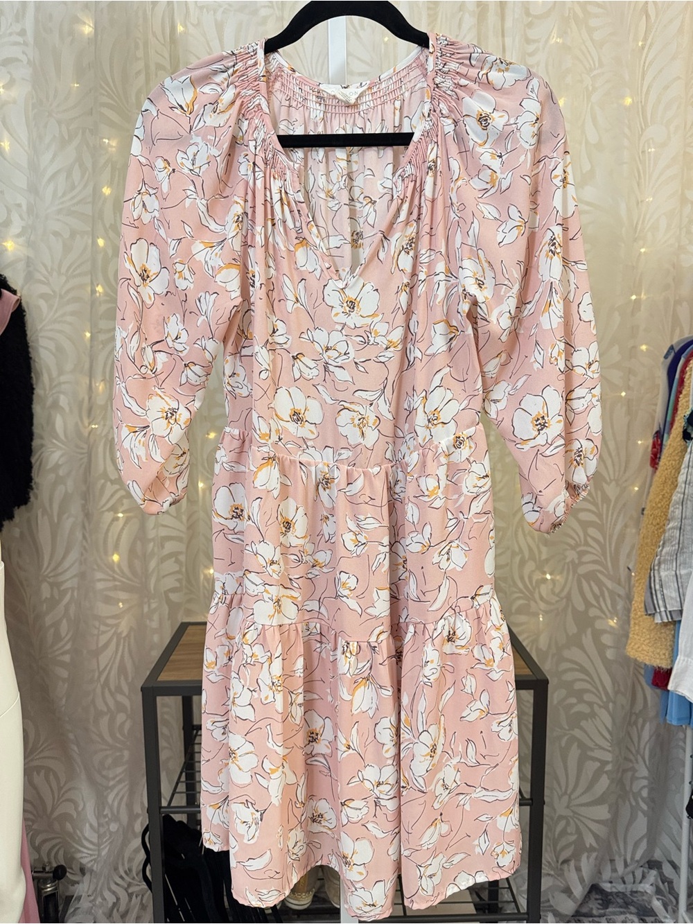 Caslon Blush Pink Floral Tiered Midi Dress